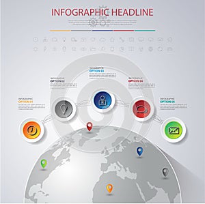 Abstract 3D digital illustration Infographic with world map.Can