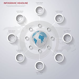 Abstract 3D digital illustration Infographic with world map.Can