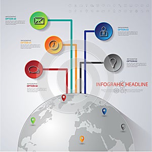 Abstract 3D digital illustration Infographic with world map.Can