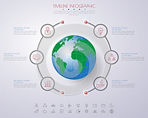 Abstract 3D digital illustration Infographic with world map.Can