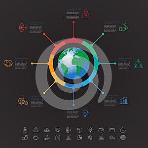 Abstract 3D digital illustration Infographic with world map.Can