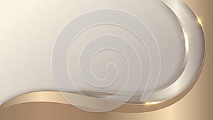 Abstract 3D elegant template golden and brown wave shape and light sparking on clean background luxury style