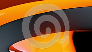 Abstract 3D Emissive Orange and Satin Grey Shape Formation Rotating Loop