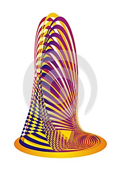 Abstract 3d figure in red, yellow, orange, purple tonality.