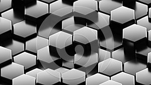 Abstract 3D geometric background, blak hexagons shapes, 3D honeycomb pattern