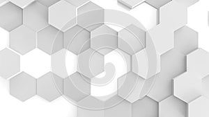Abstract 3D geometric background, white grey hexagons shape