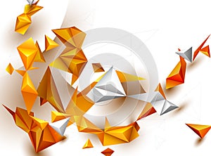 Abstract 3D Geometric, Polygon, Yellow-orange gradient color triangle pattern shape on white color background.