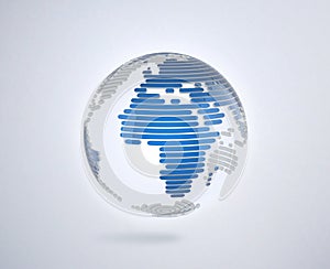 Abstract 3d globe made of stripes