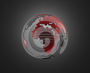 Abstract 3d globe made of stripes