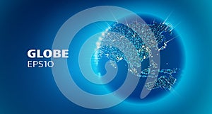 Abstract 3d globe vector illustration. Technology network vector illustration. . Global social network. Blue globe