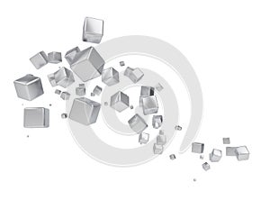 Abstract 3D glossy white cubes background