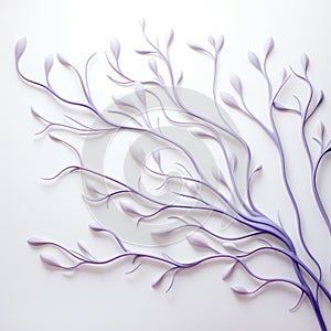 Abstract 3d Graphics: Purple, Green, And White Branch Sculpture