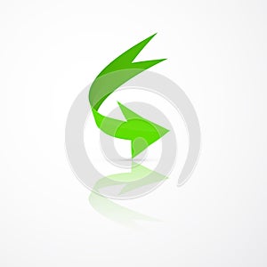 Abstract 3d Green Arrow Icon