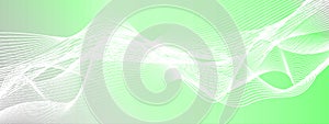 Abstract 3d green background. White wavy lines.