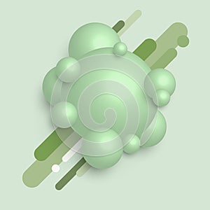 Abstract 3D green sphere ball decorations rounded lines elements background