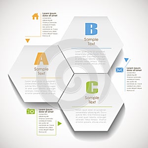 Abstract 3d hexagonal paper infographic