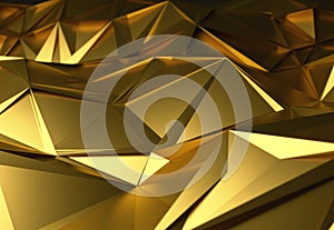 Abstract 3d illustration gold polygonal, Low poly shape for design.