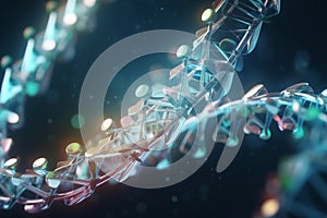 Abstract 3D Illustration of Protein Biosynthesis Process in Microscopic Scale with Vibrant Colors
