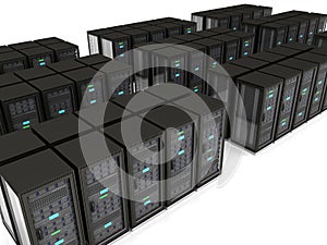 Abstract 3d illustration of server room