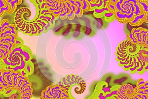 Abstract 3D image on a pink background with a three-dimensional fractal complex patterned element, curl, modern stylish fatasic il