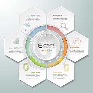 Abstract 3d infographic 6 options, Business concept infographic