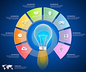 Abstract 3d infographic 8 options, Social media concept infographic