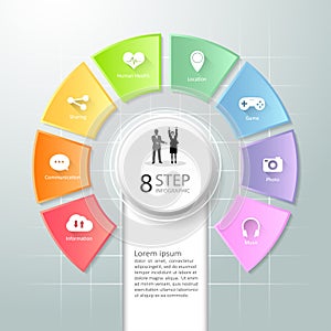 Abstract 3d infographic 8 options, Social media concept infographic