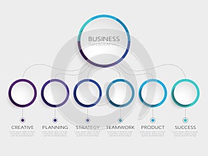 Abstract 3D Infographic Template with 6 steps for success. Business circle template with options for brochure, diagram, workflow