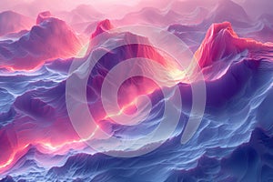 Abstract 3D landscape evoking a sense of depth and exploration in digital space