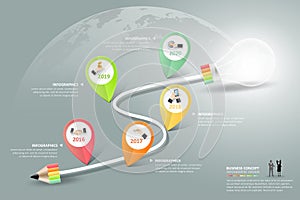 Abstract 3d lightblub infographic 5 options, Business concept infographic template