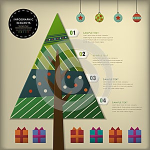 Abstract 3d paper Christmas tree infographics