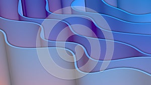 Abstract 3D render blue splines rows light and shadow curves flowing motion movement surface texture waves background.