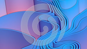 Abstract 3D render blue splines rows light and shadow curves flowing motion movement surface texture waves background.