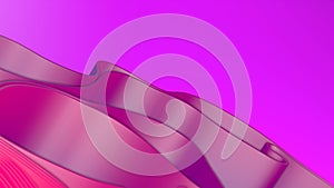 Abstract 3D render colorful pink red purple spline strips rows light and shadow curves flowing motion movement surface texture