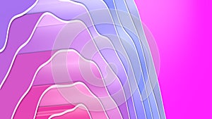 Abstract 3D render colorful pink spline strips rows light and shadow curves flowing motion movement surface texture