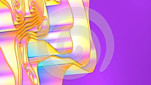 Abstract 3D render colorful purple splines rows light and shadow curves flowing motion movement surface texture waves background.