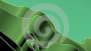 Abstract 3D render green spline strips rows light and shadow curves flowing motion movement surface texture