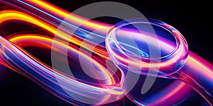 Abstract 3d render of light emitter glass with iridescent holographic neon vibrant gradient texture. Design element for banner