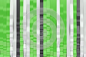 Abstract 3D rendering of black, white and green sine waves