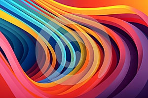 An abstract 3D rendering of colorful waves. There are vibrant lines in red, orange, yellow, and blue, creating a dynamic and