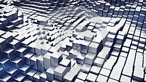 Abstract 3D rendering of metalic blocks