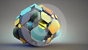 Abstract 3d sci-fi colorful sphere with gradient background
