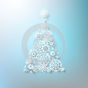 Abstract 3D Snowflakes Christmas Tree. EPS 10