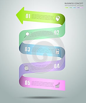 Abstract 3d spiral infographic template, Business concept 5 options