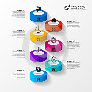 Abstract 3d stairs infographics or timeline template. Vector