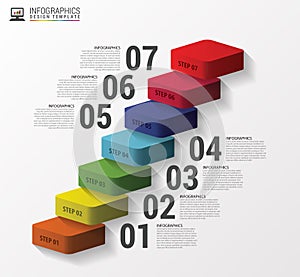 Abstract 3d stairs infographics or timeline template. Vector