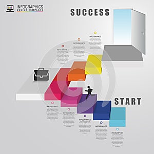 Abstract 3d stairs infographics or timeline template. Vector