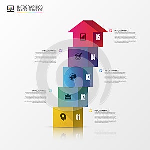 Abstract 3d stairs infographics or timeline template. Vector