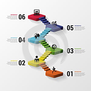 Abstract 3d stairs infographics or timeline template. Vector illustration