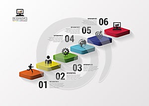 Abstract 3d stairs infographics or timeline template. Vector illustration